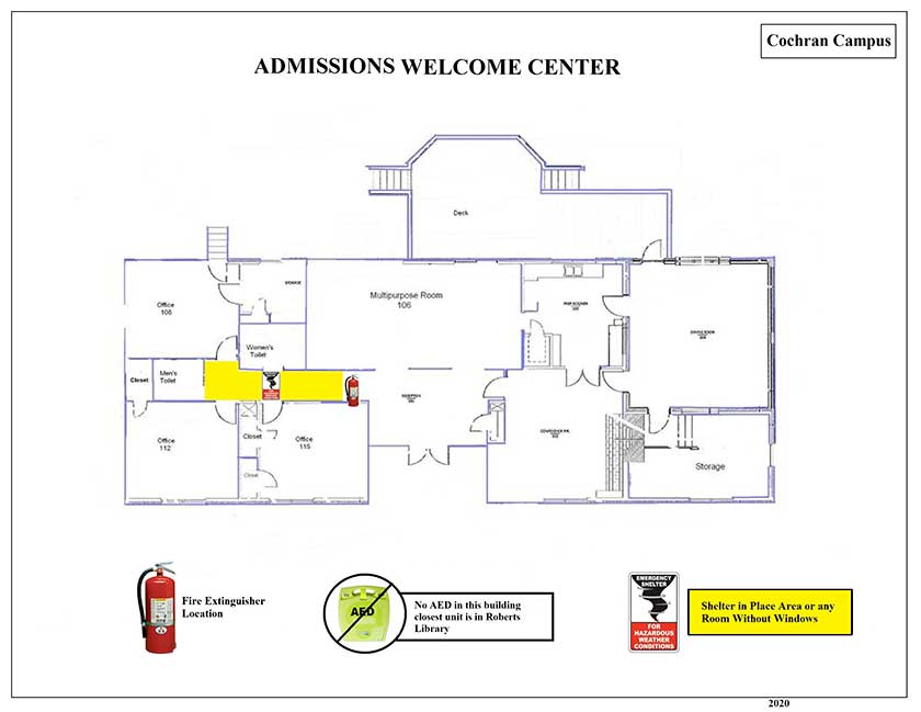 Admissions Welcome Center Safety Diagram